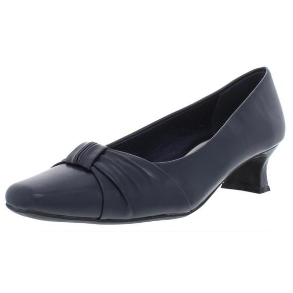 Easy Street Womens Waive Navy Faux Leather Slip On Kitten Pumps Heels Used - Picture 1 of 3